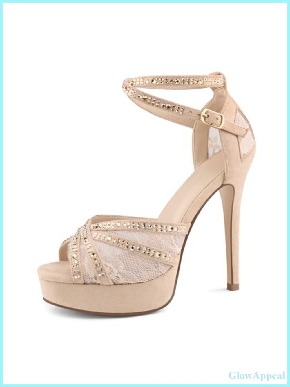 Peep Toe Platform Stilettos Sexy Rhinestone Lace Heels Pumps